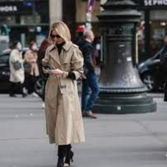 Ensign Women's Reversible Trench Coat Size Medium Vintage Black Tan Long Jacket - Picture 7 of 8